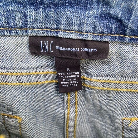 INC Women's Light Wash High-Rise Straight Jeans Size 6 Blue Studded - Picture 7 of 9